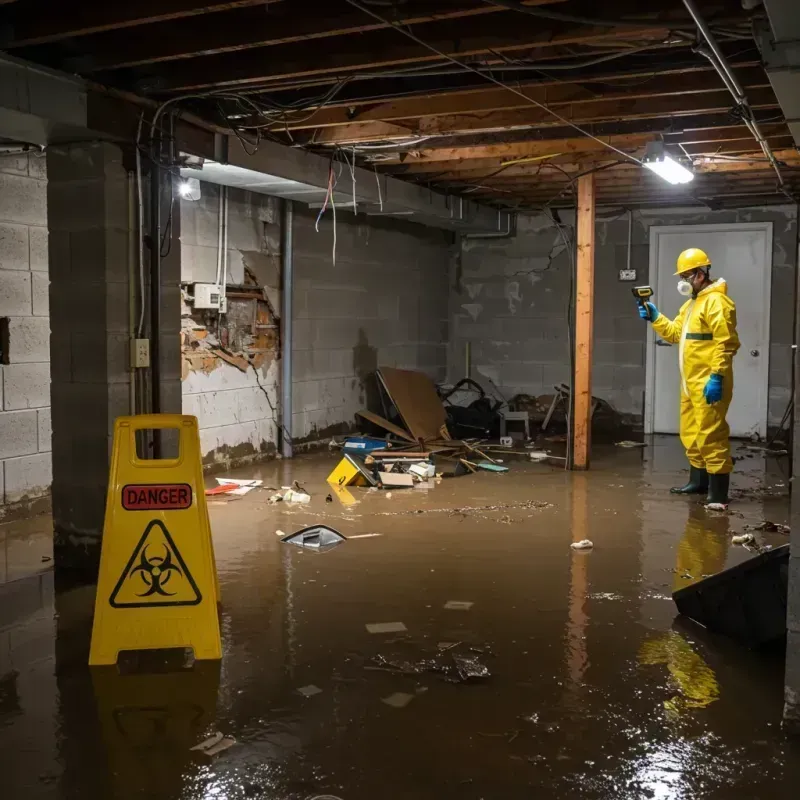 Flooded Basement Electrical Hazard in Blaine, TN Property